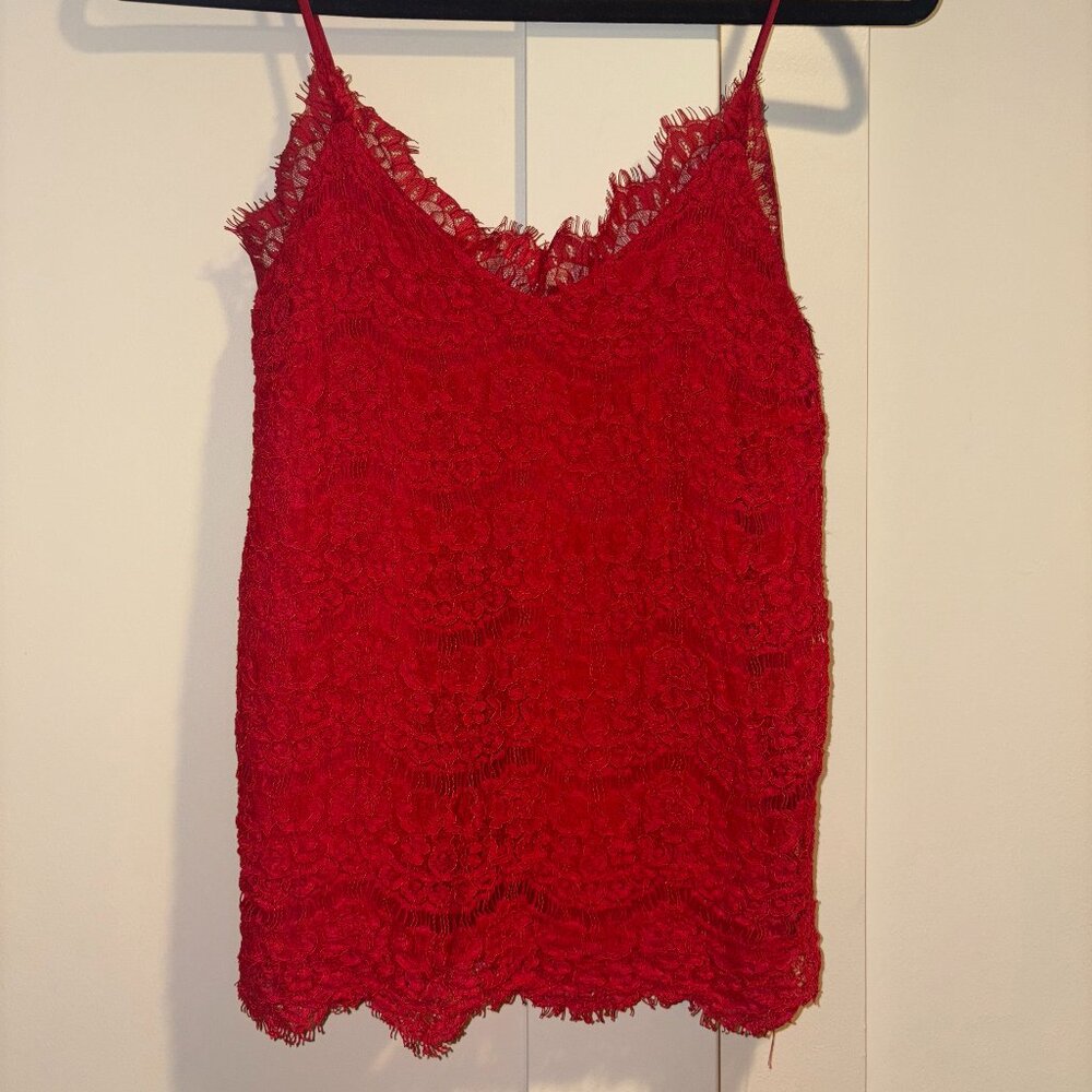 Monteau Los Angeles Red Lace Tank